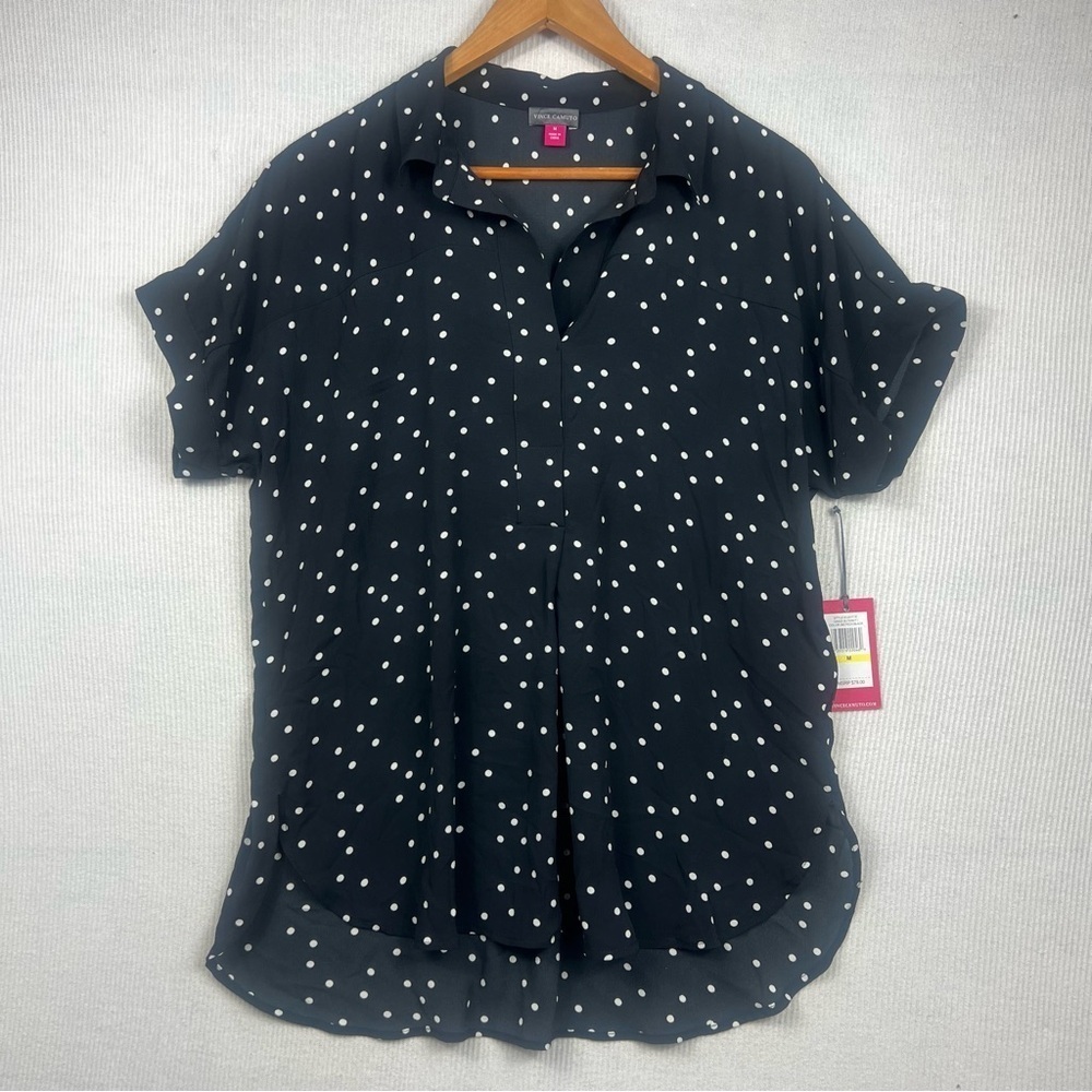 Vince Camuto NWT Popover Blouse Women’s Size Medium Polka Dot